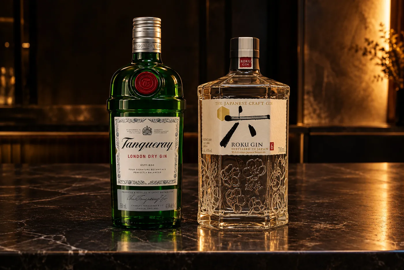 Tanqueray London Dry e Roku Gin